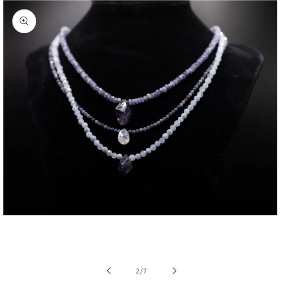 Hand Crafted Crystal Necklace- Tanzanite & Iolite Necklace - Picture 4 of 6